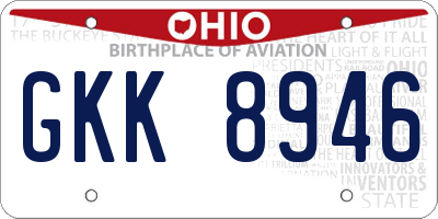 OH license plate GKK8946