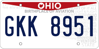 OH license plate GKK8951