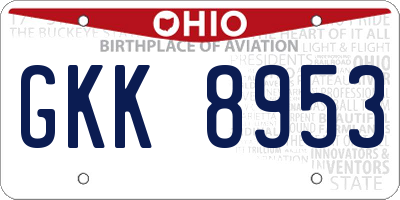 OH license plate GKK8953