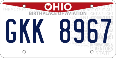 OH license plate GKK8967