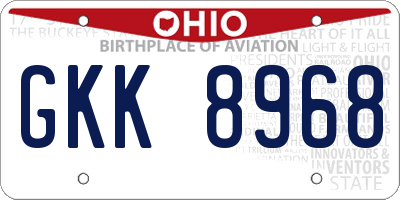 OH license plate GKK8968