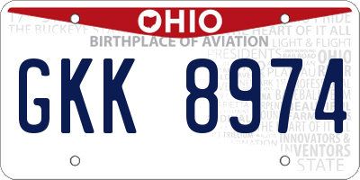OH license plate GKK8974