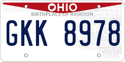 OH license plate GKK8978