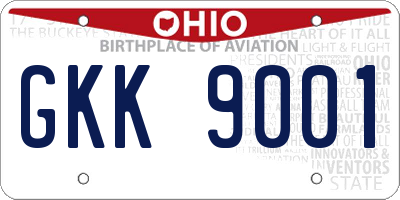 OH license plate GKK9001