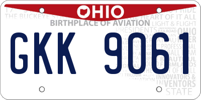 OH license plate GKK9061