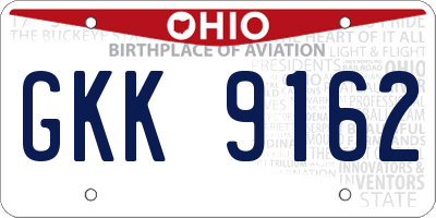 OH license plate GKK9162