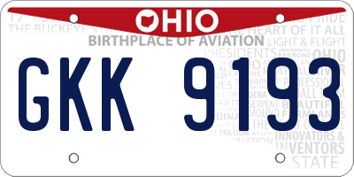 OH license plate GKK9193