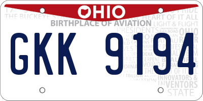 OH license plate GKK9194