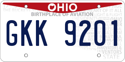 OH license plate GKK9201