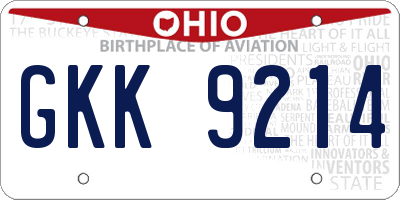 OH license plate GKK9214