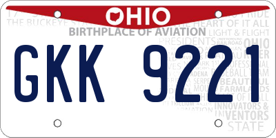 OH license plate GKK9221