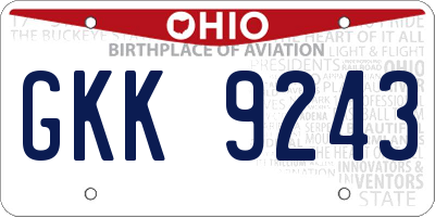 OH license plate GKK9243