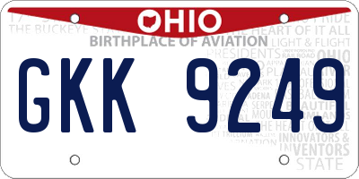 OH license plate GKK9249