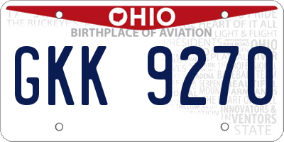 OH license plate GKK9270
