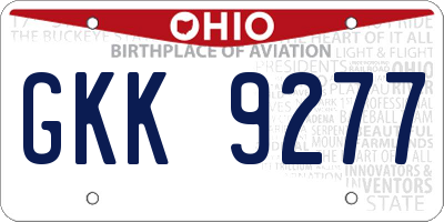 OH license plate GKK9277
