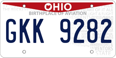 OH license plate GKK9282