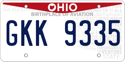OH license plate GKK9335
