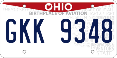 OH license plate GKK9348