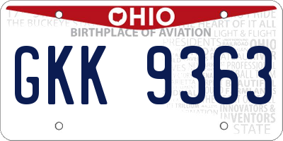 OH license plate GKK9363