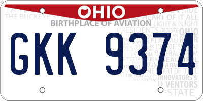 OH license plate GKK9374