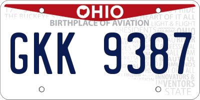 OH license plate GKK9387