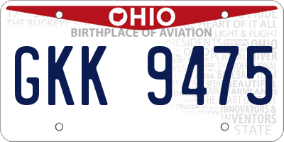 OH license plate GKK9475