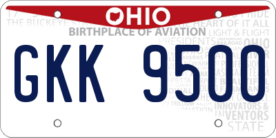 OH license plate GKK9500
