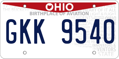 OH license plate GKK9540