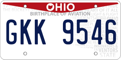 OH license plate GKK9546