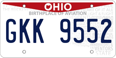 OH license plate GKK9552