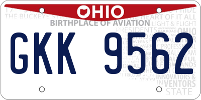 OH license plate GKK9562