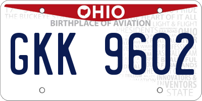 OH license plate GKK9602