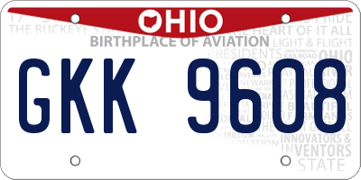OH license plate GKK9608