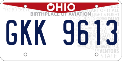 OH license plate GKK9613