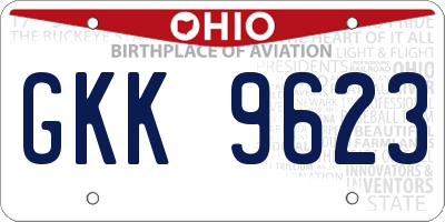 OH license plate GKK9623