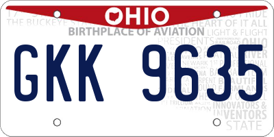 OH license plate GKK9635