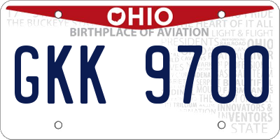 OH license plate GKK9700