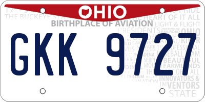 OH license plate GKK9727