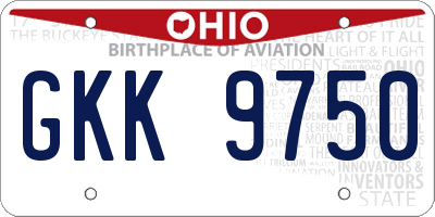 OH license plate GKK9750