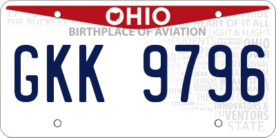 OH license plate GKK9796