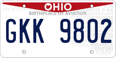 OH license plate GKK9802
