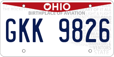 OH license plate GKK9826
