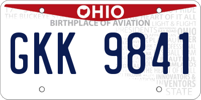 OH license plate GKK9841