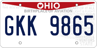 OH license plate GKK9865
