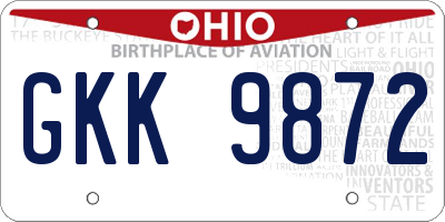 OH license plate GKK9872