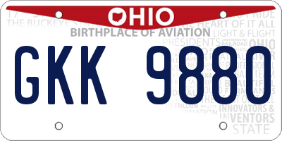 OH license plate GKK9880