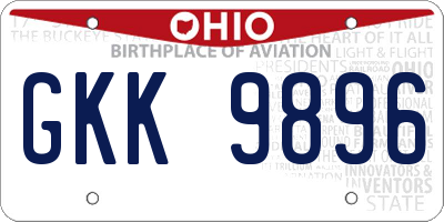 OH license plate GKK9896