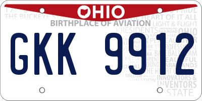 OH license plate GKK9912