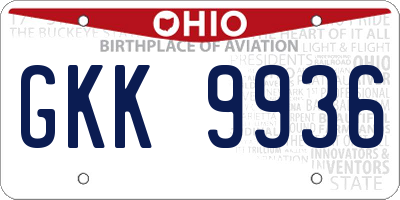 OH license plate GKK9936