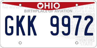 OH license plate GKK9972